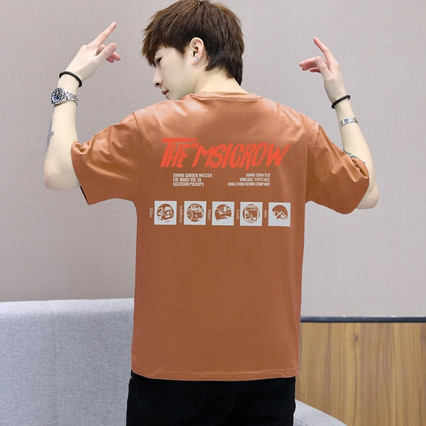 大码男装短袖T恤夏季潮牌宽松休闲纯棉前后花