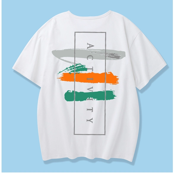 夏季纯棉圆领男装港风短袖T恤潮牌宽松棉质半袖