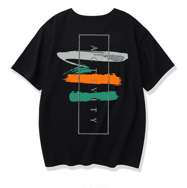 夏季纯棉圆领男装港风短袖T恤潮牌宽松棉质半袖