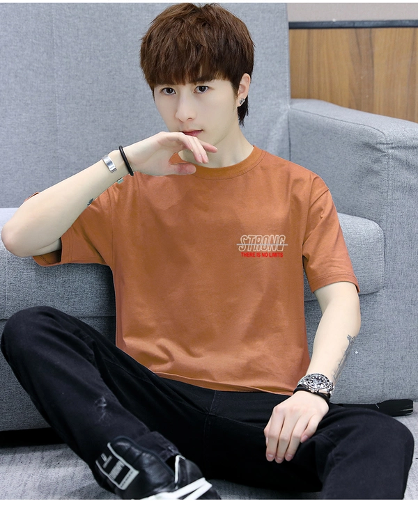 纯棉t恤衫潮新款男式宽松圆领前后印花上衣