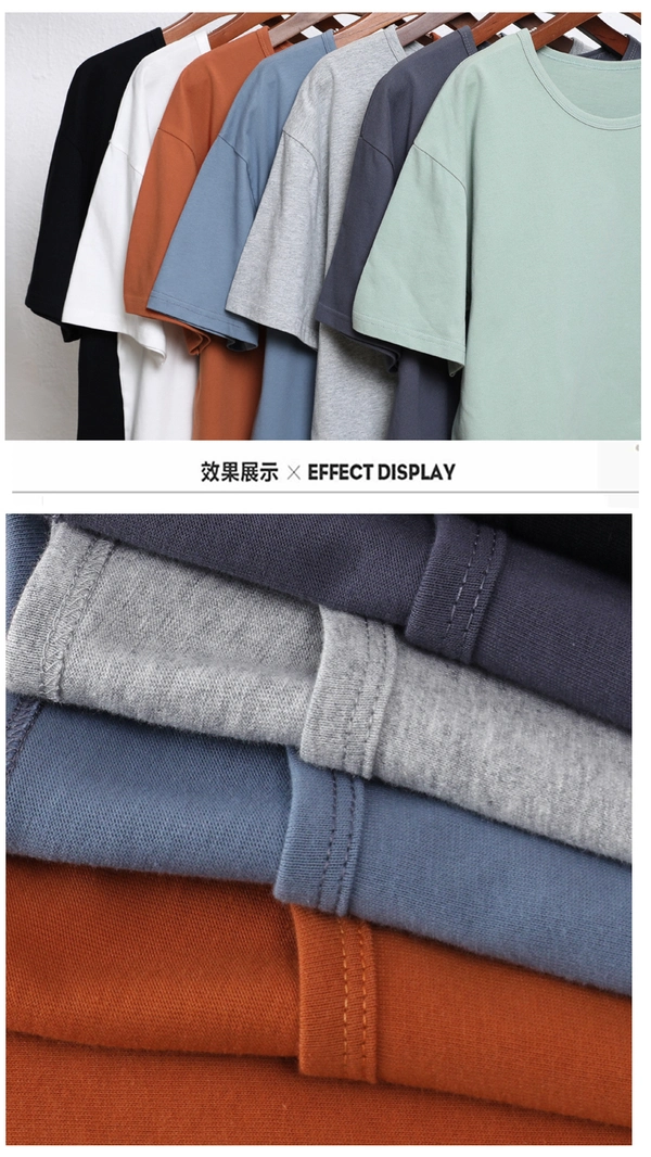 纯棉t恤衫潮新款男式宽松圆领前后印花上衣