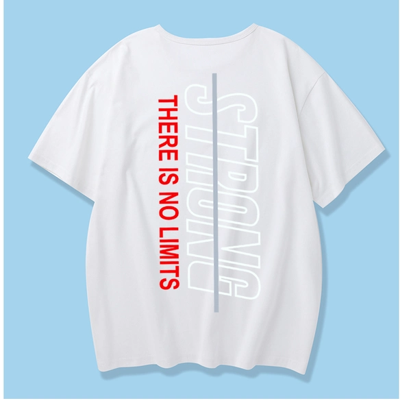 纯棉t恤衫潮新款男式宽松圆领前后印花上衣