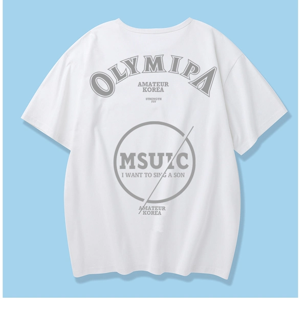 夏款纯棉潮流宽松短袖t恤男装半袖前后花体恤