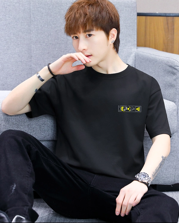 短袖t恤男装全棉半袖宽松前后花上衣潮流