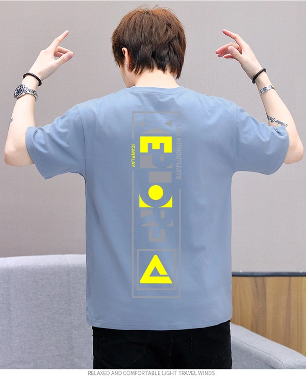 短袖t恤男装全棉半袖宽松前后花上衣潮流