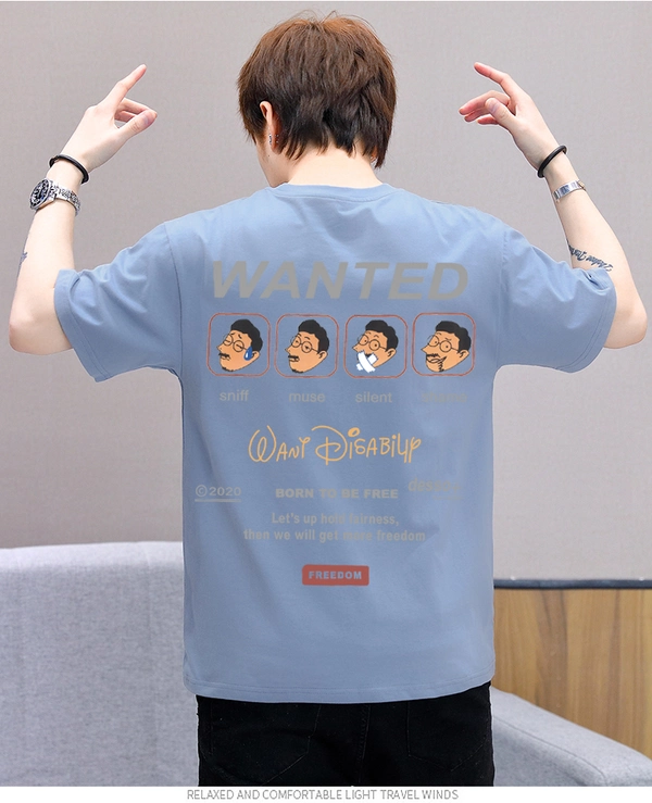 夏季新款潮全棉休闲宽松圆领男士t恤