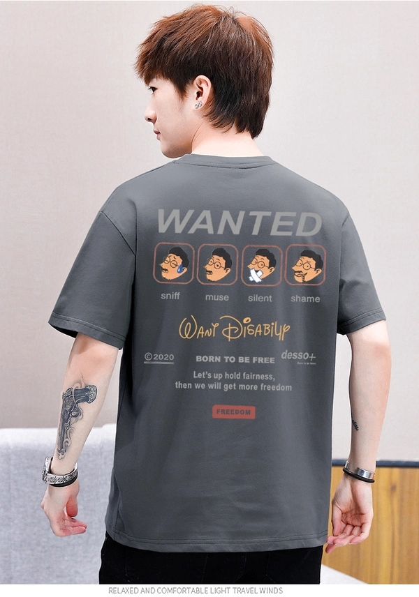 夏季新款潮全棉休闲宽松圆领男士t恤