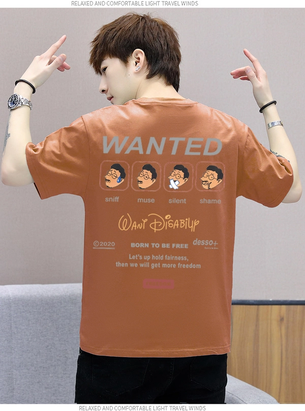 夏季新款潮全棉休闲宽松圆领男士t恤