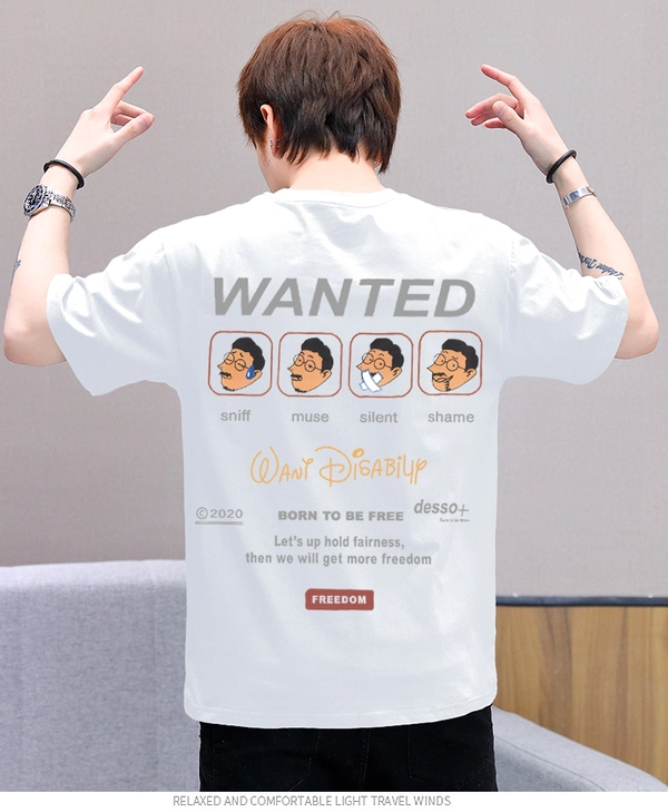 夏季新款潮全棉休闲宽松圆领男士t恤