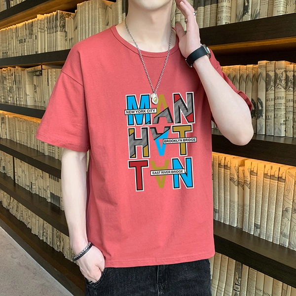 男士纯棉t恤宽松休闲圆领短袖打底衫衣服男装