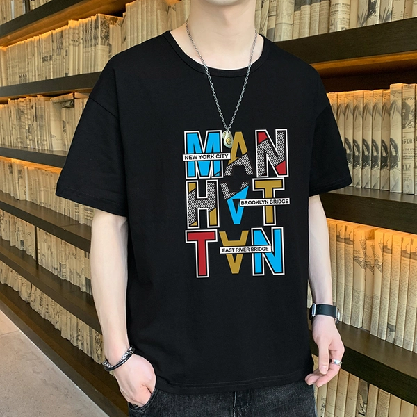 男士纯棉t恤宽松休闲圆领短袖打底衫衣服男装