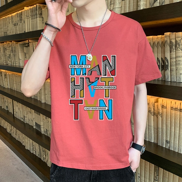 男士纯棉t恤宽松休闲圆领短袖打底衫衣服男装