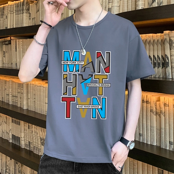 男士纯棉t恤宽松休闲圆领短袖打底衫衣服男装