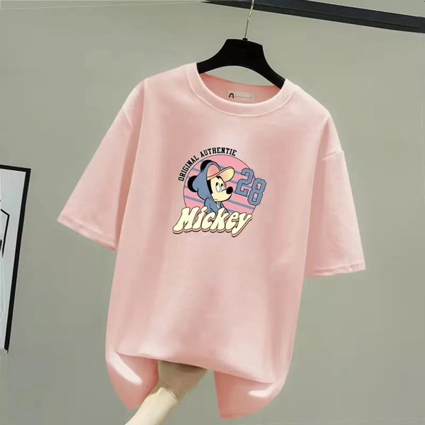 士多面料女T中袖大版新款宽松圆领t恤