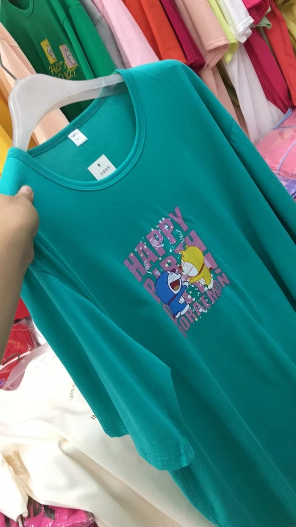 士多面料女T中袖大版新款宽松圆领t恤