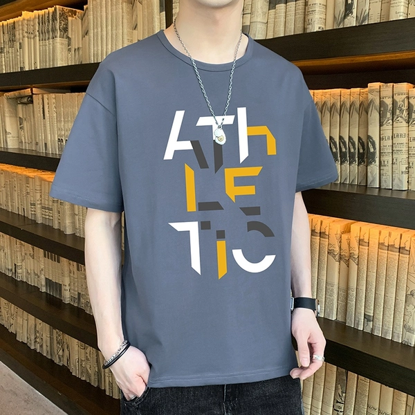 夏季新款纯棉短袖T恤男士圆领休闲半袖t恤潮流青年上衣