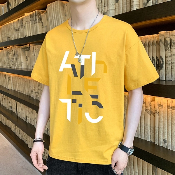 夏季新款纯棉短袖T恤男士圆领休闲半袖t恤潮流青年上衣