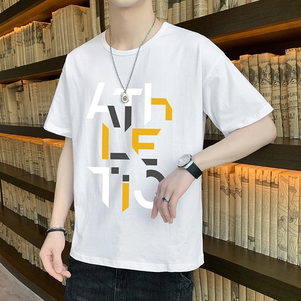 夏季新款纯棉短袖T恤男士圆领休闲半袖t恤潮流青年上衣