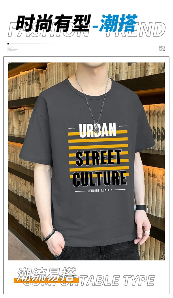 夏季潮大码男装t恤纯棉短袖宽松圆领胖大码T恤衫