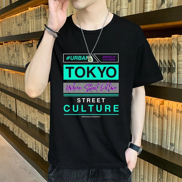 纯棉短袖t恤宽松印花舒适半袖打底衫潮款上衣服