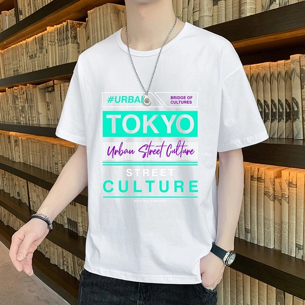 纯棉短袖t恤宽松印花舒适半袖打底衫潮款上衣服