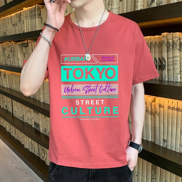 纯棉短袖t恤宽松印花舒适半袖打底衫潮款上衣服