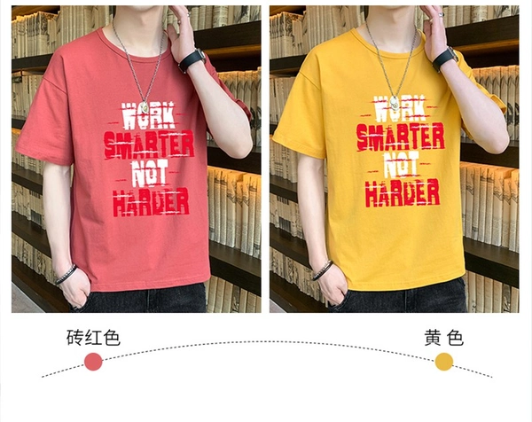 潮纯棉T恤男装夏季短袖学生港风上衣男士圆领夏季T恤