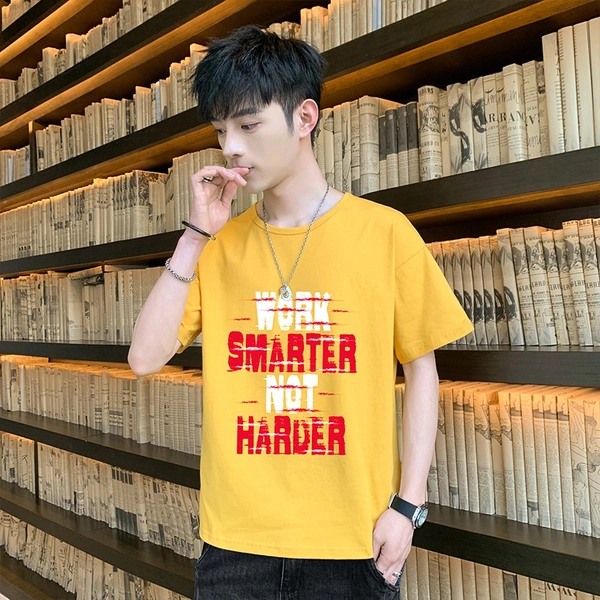 潮纯棉T恤男装夏季短袖学生港风上衣男士圆领夏季T恤