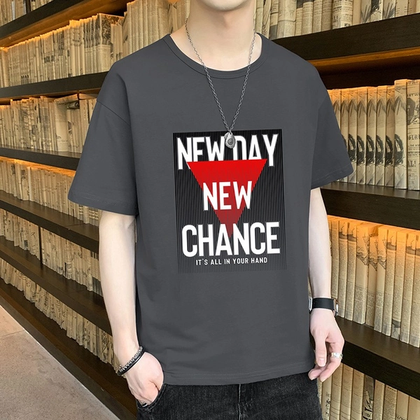 夏季时尚休闲上衣圆领纯棉男士T恤百搭男装