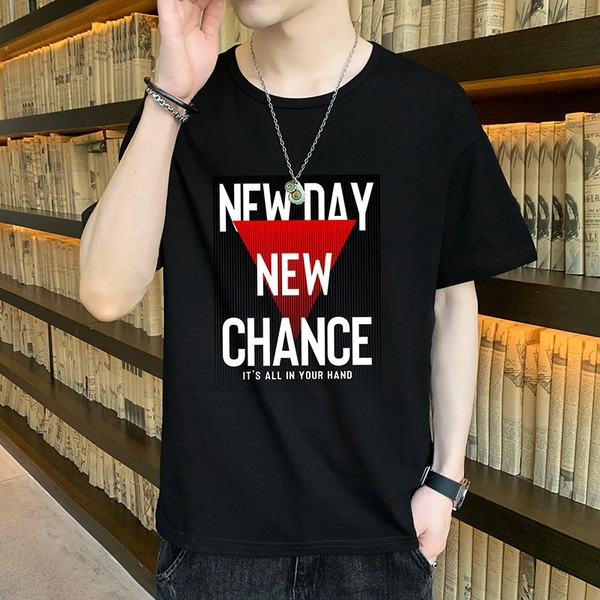 夏季时尚休闲上衣圆领纯棉男士T恤百搭男装