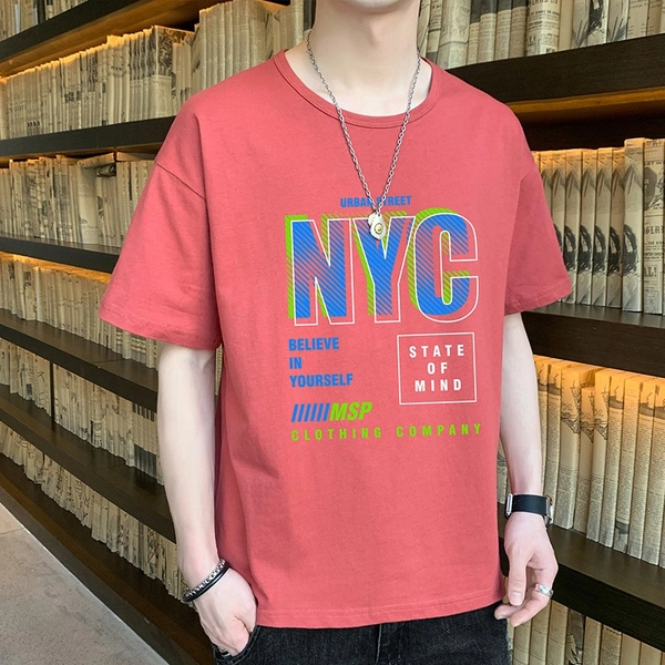 大码短袖T恤纯棉宽松印花半袖衣服潮款圆领全棉T