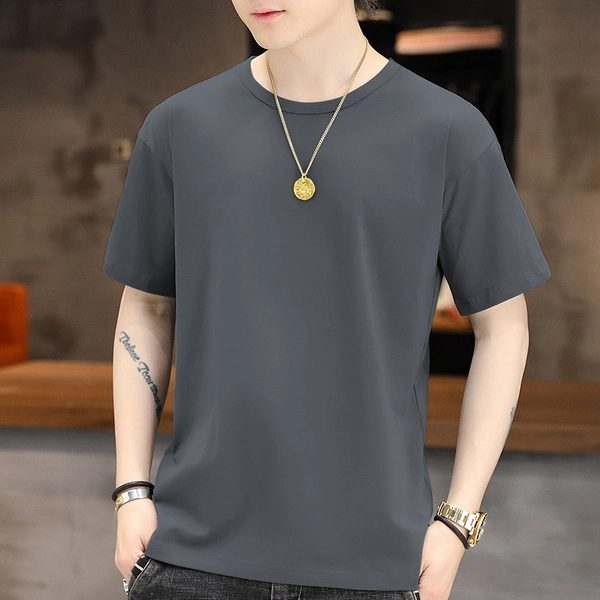 男士纯棉T恤圆领百搭空白半袖上衣服