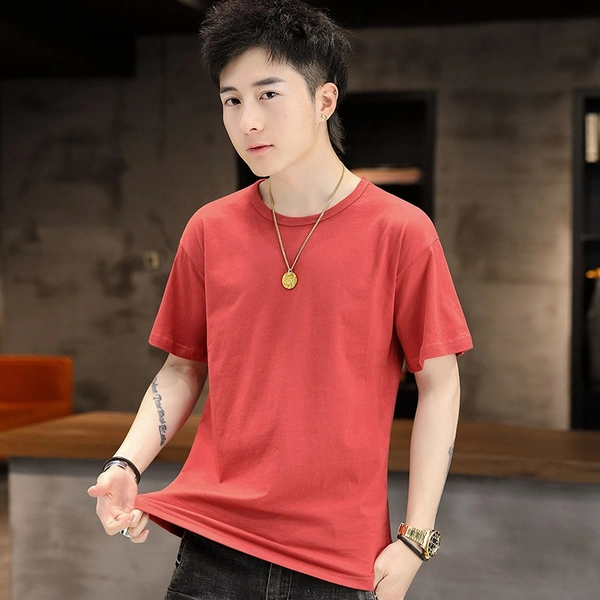 男士纯棉T恤圆领百搭空白半袖上衣服