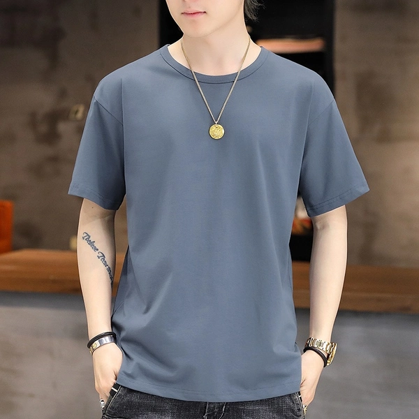 男士纯棉T恤圆领百搭空白半袖上衣服