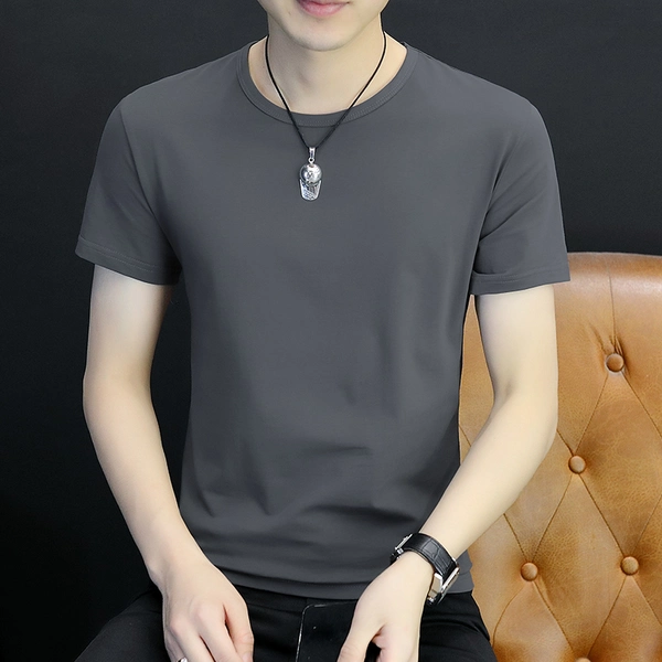 夏季男装纯棉圆领t恤短袖纯色t恤地摊男装半袖