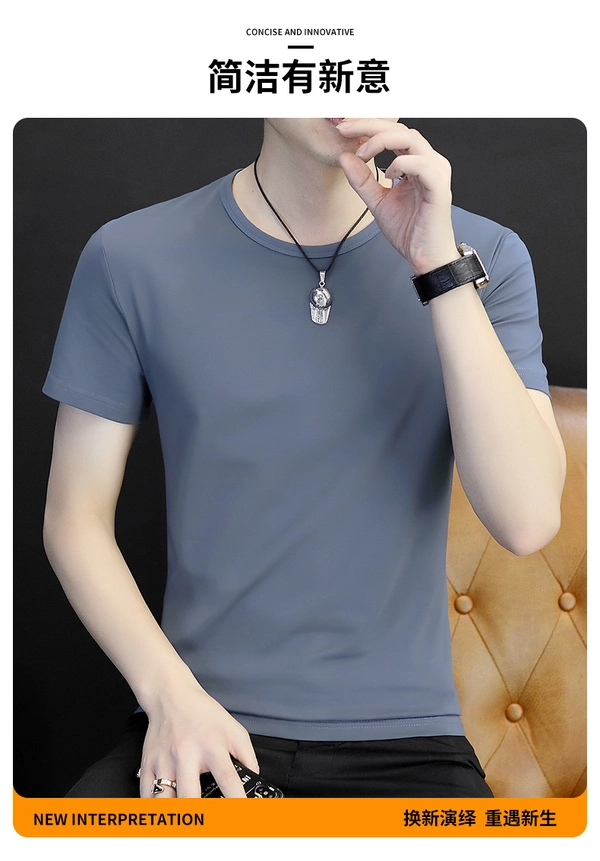 夏季男装纯棉圆领t恤短袖纯色t恤地摊男装半袖