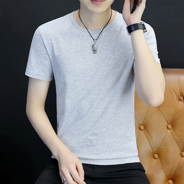 夏季男装纯棉圆领t恤短袖纯色t恤地摊男装半袖