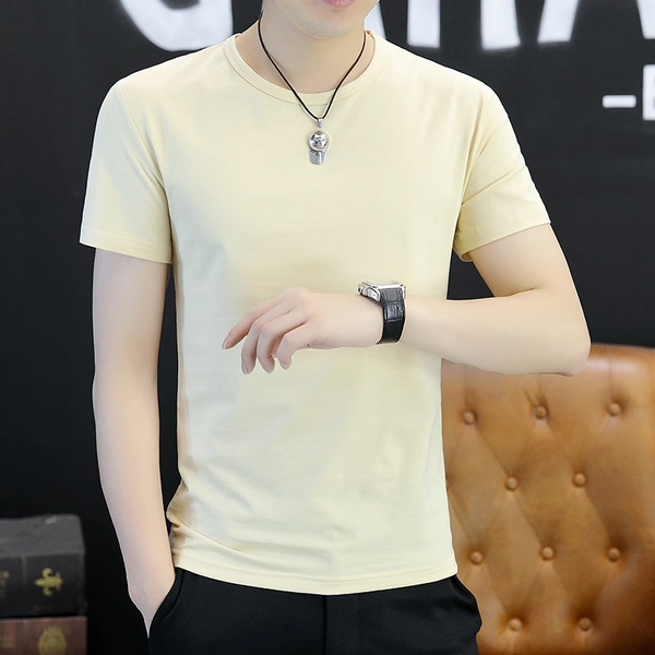 夏季男装纯棉圆领t恤短袖纯色t恤地摊男装半袖