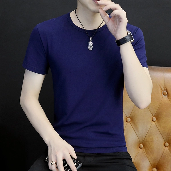 夏季男装纯棉圆领t恤短袖纯色t恤地摊男装半袖