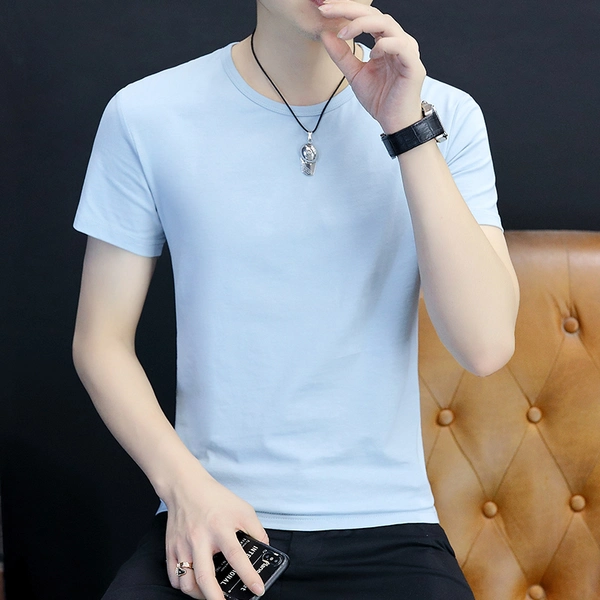 夏季男装纯棉圆领t恤短袖纯色t恤地摊男装半袖
