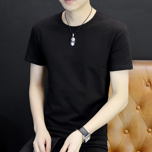 夏季男装纯棉圆领t恤短袖纯色t恤地摊男装半袖