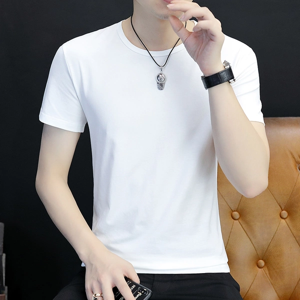 夏季男装纯棉圆领t恤短袖纯色t恤地摊男装半袖