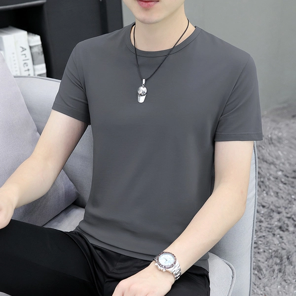 夏季男装纯棉圆领t恤短袖纯色t恤地摊男装半袖